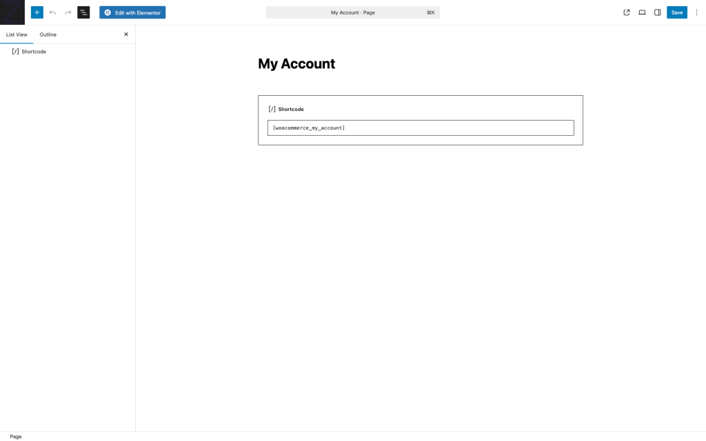 my account page