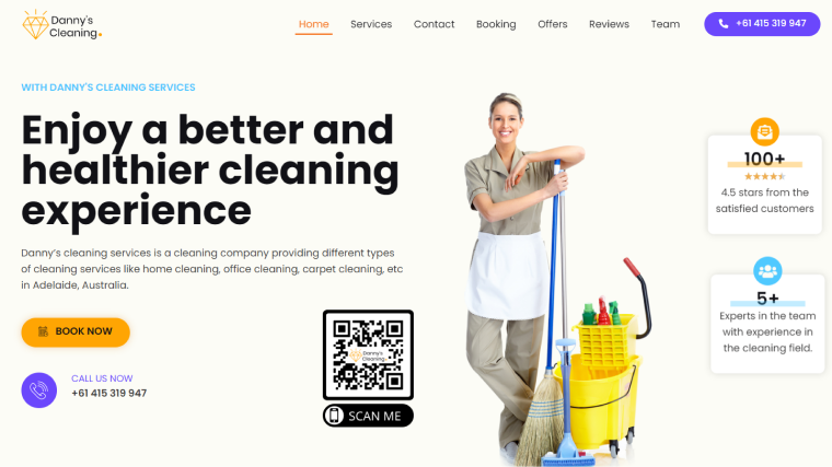 веб-сайт очистки, созданный с помощью jetengine
