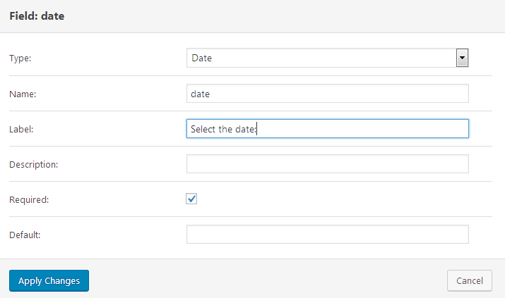 date field type setup