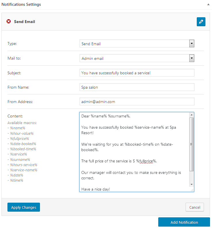 setting a send email post-submit action