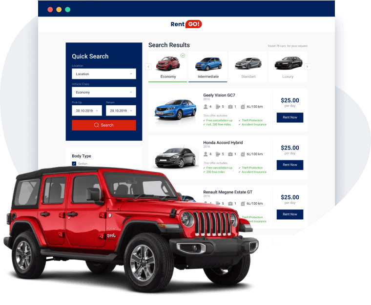 RentGo Car Rental Website Dynamic Template for Elementor