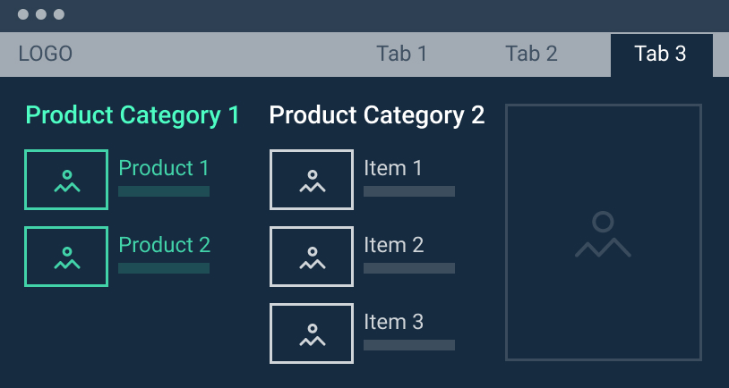 product category widget in the mega menu