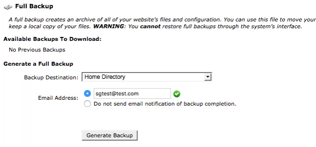 creating a full backup of website files in siteground