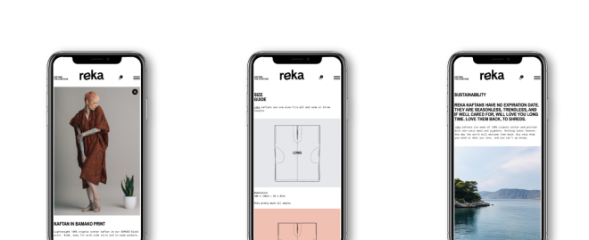 different reka webpages on mobile screens