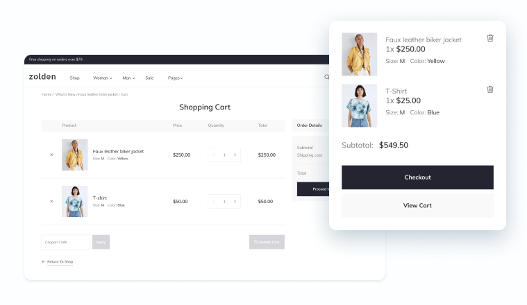 custom cart page template