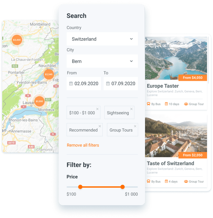 Travengo - smart filters and map listing