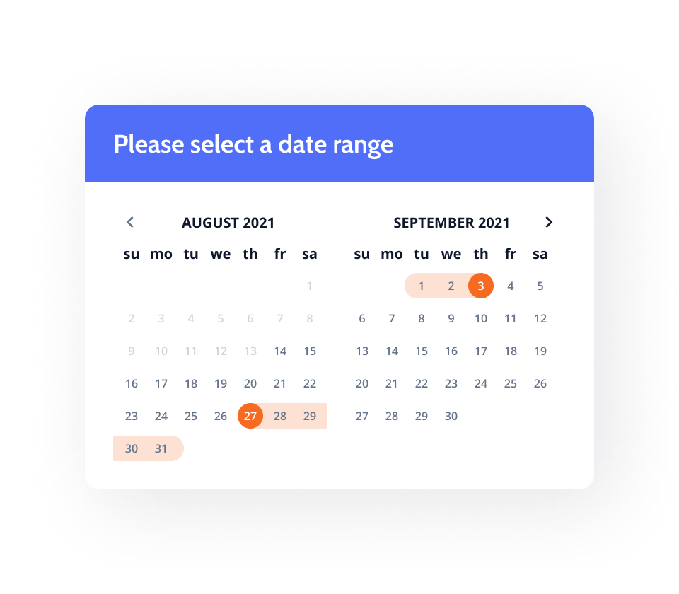 calendar with available dates
