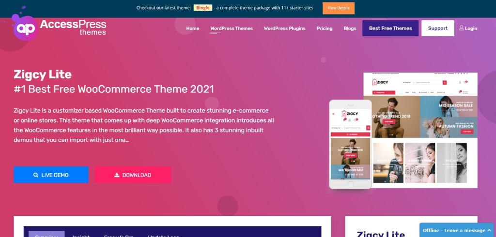 Zigcy Lite WooCommerce theme