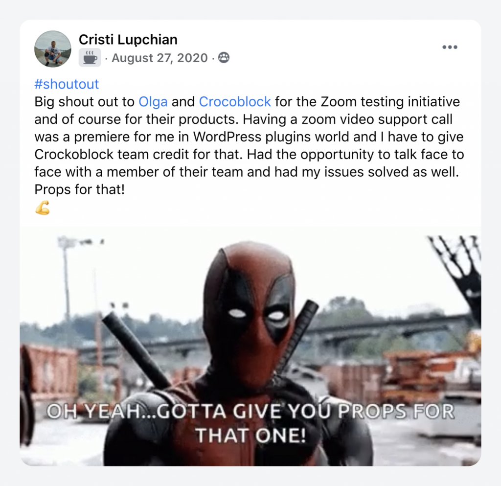 user feedback about crocoblock zoom calls on facebook