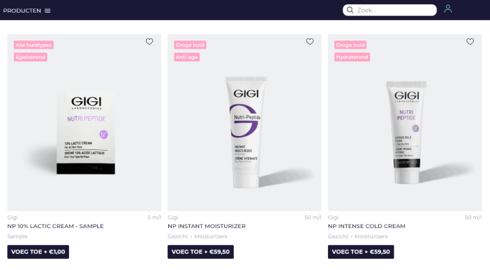 product grid on the new website