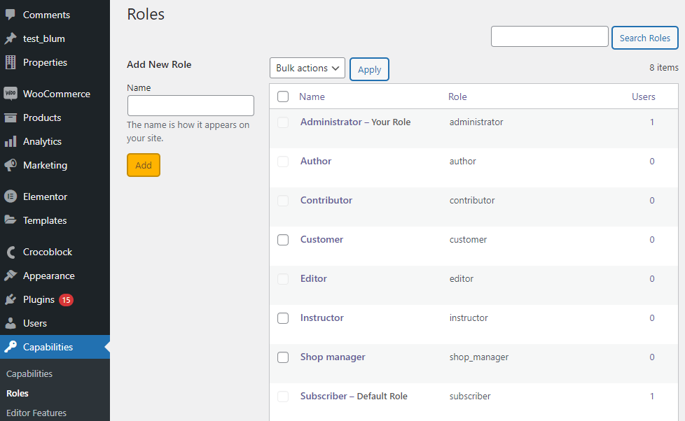 adding a role with publishpress capabilities