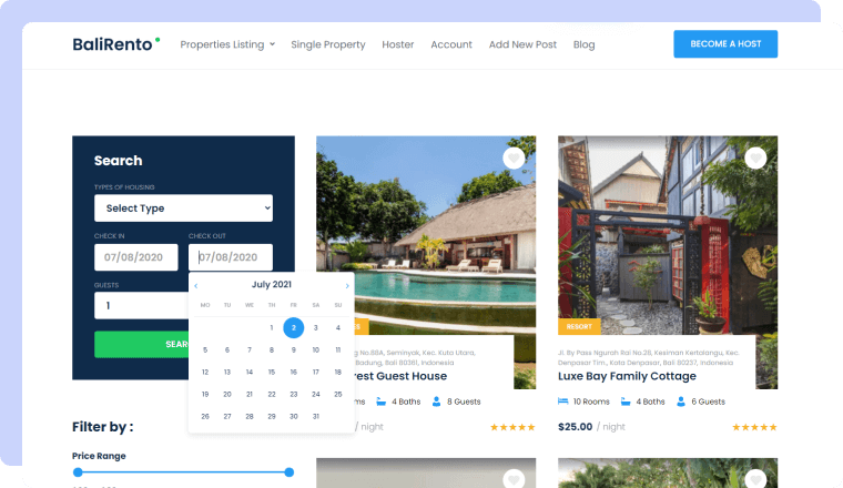 vacation rental dynamic template