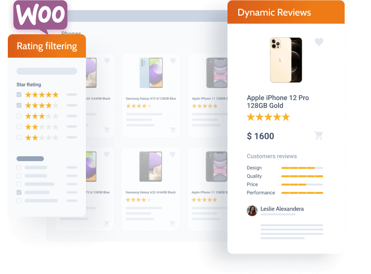 filtering woocommerce products by rating and dynamic reviews addition