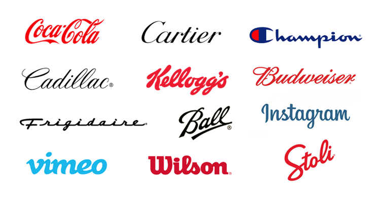 logos made with script fonts