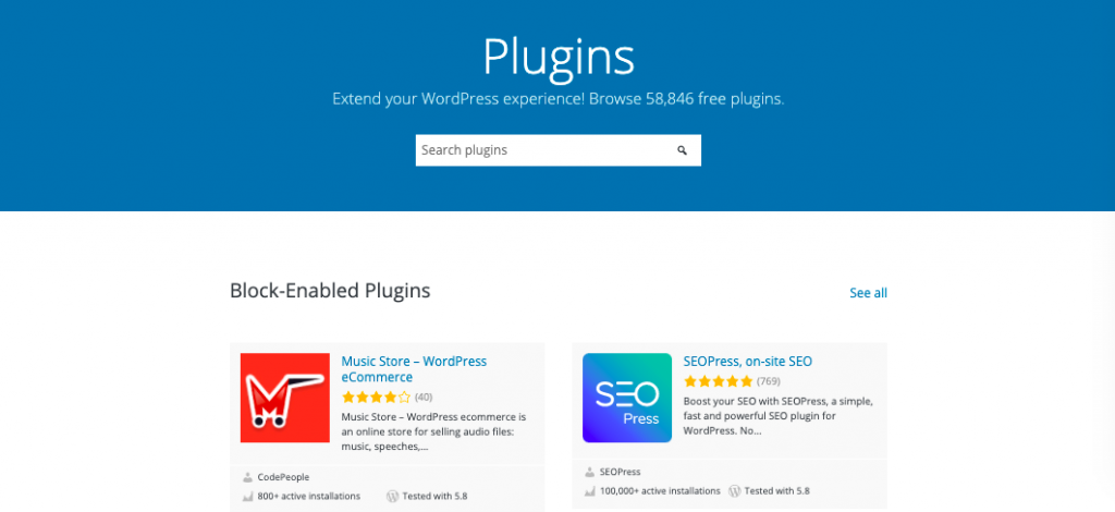 WordPress plugins directory