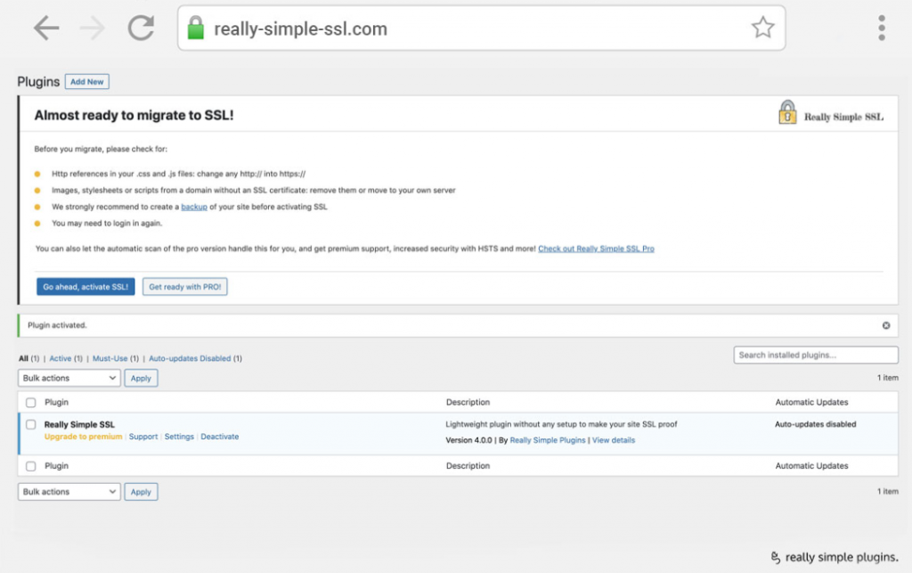 Enabling SSL in WordPress by using a plugin