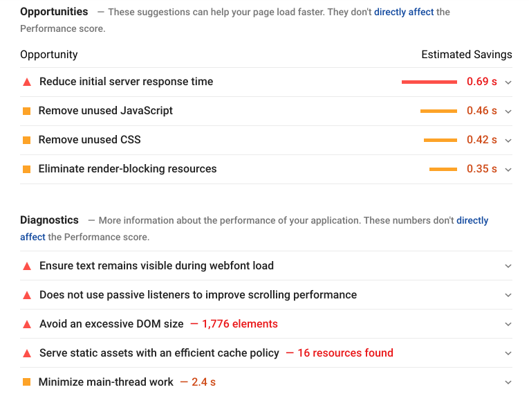 Google PageSpeed Insights recommendations