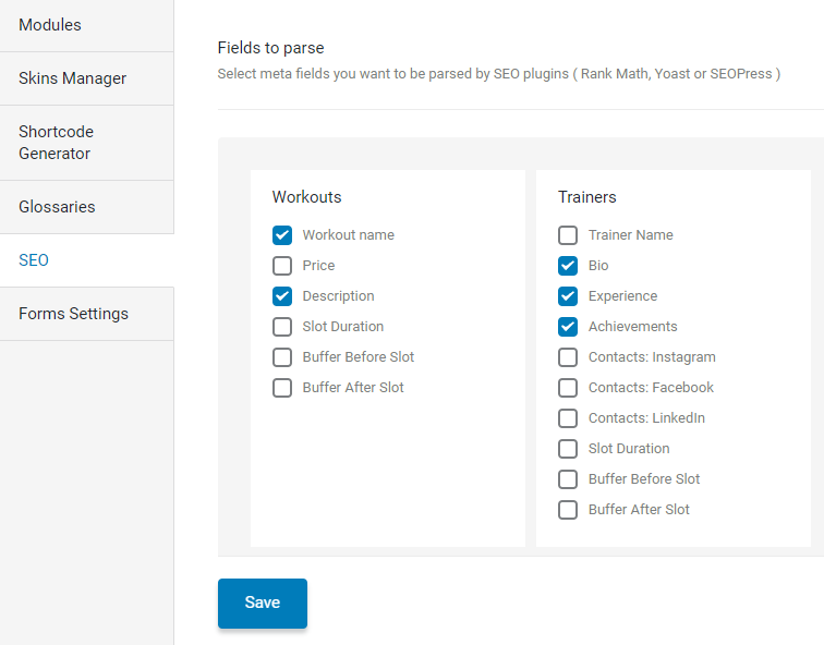 SEO module fields in jetengine dashboard