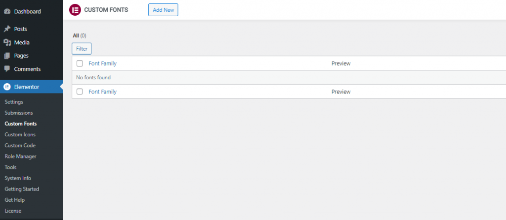 Add new custom fonts in Elementor