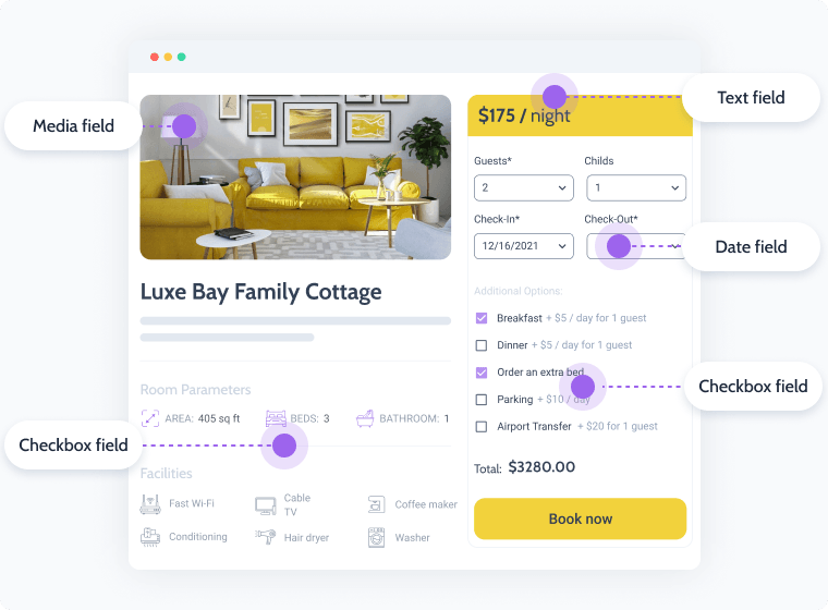 custom fields for booking