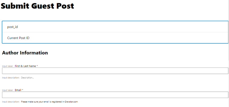 submit guest post wordpress form