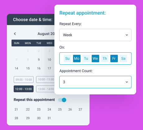 repeat the appointment feature
