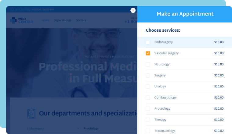 medical appointment booking website template