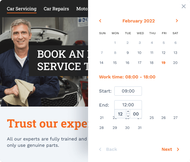 service and repairs booking site