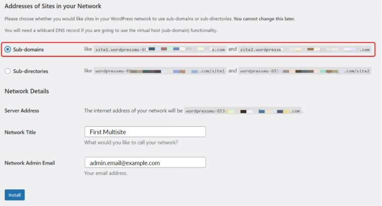 create subdomain for wp multisite