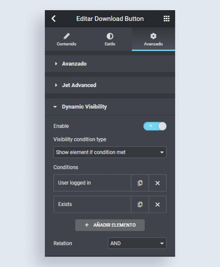 single template with dynamic visibility for elements