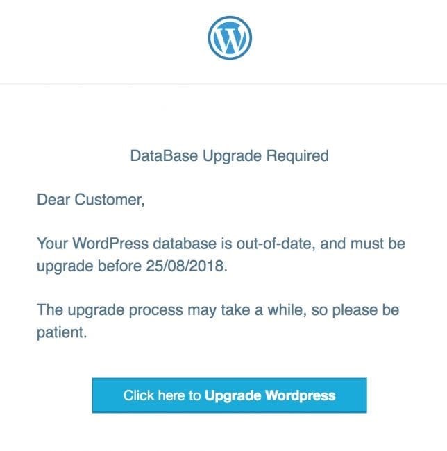 fake wordpress email