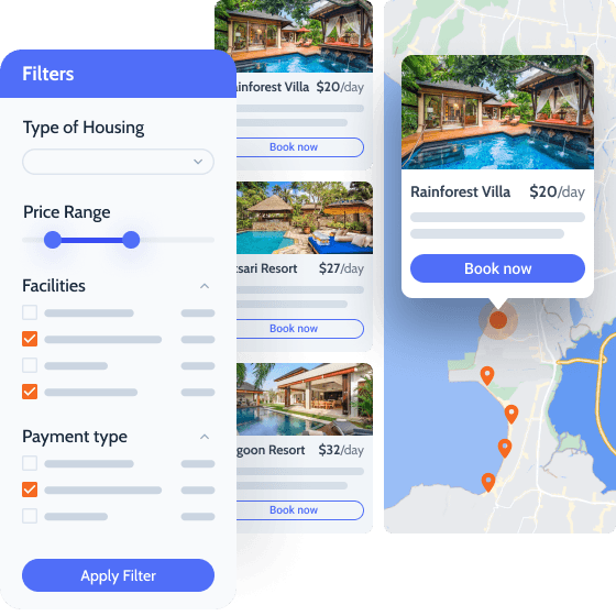jetbooking map listing and filters
