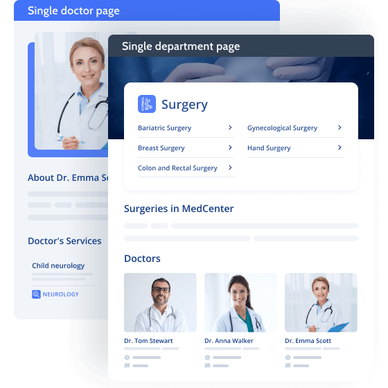 department and doctor single page templates