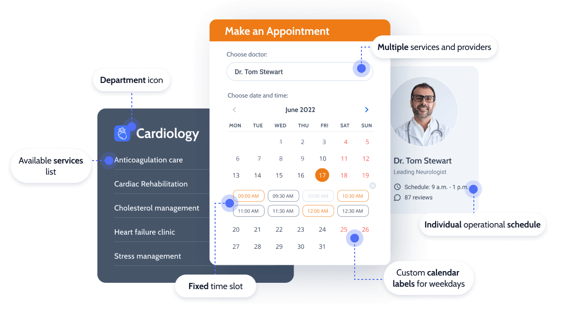 appointment booking website components