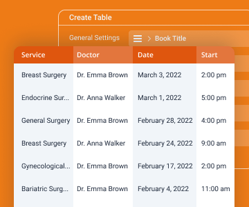 booked appointment data in the table