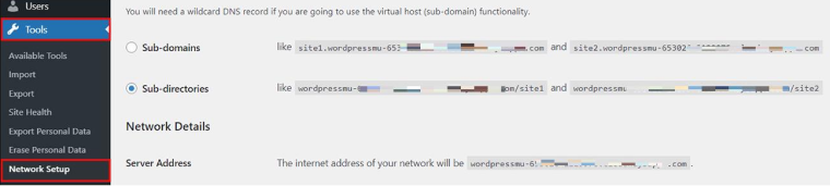 set up multisite network on wordpress website