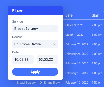 smart filters added to the table