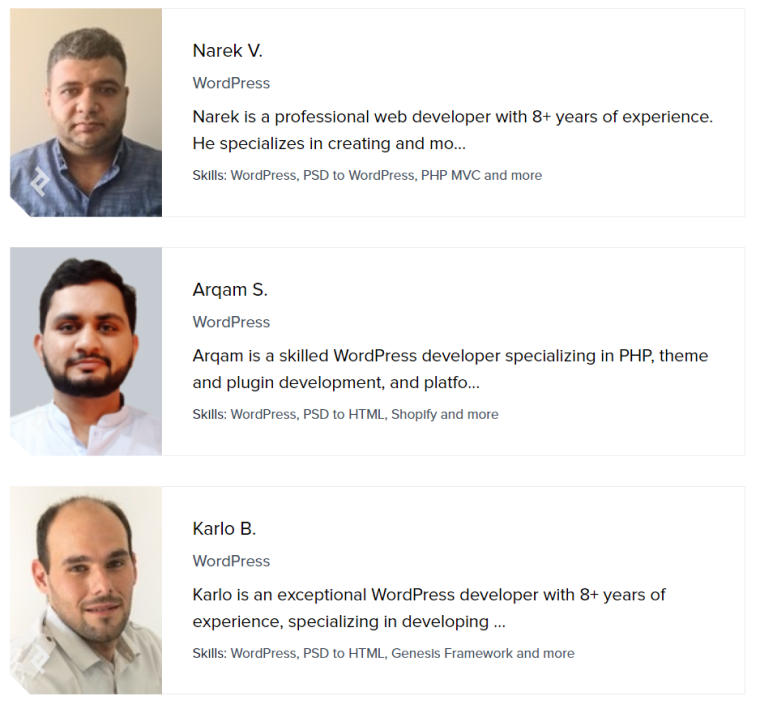 Sample Developer Profiles From Toptal