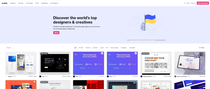 dribbble website homepage