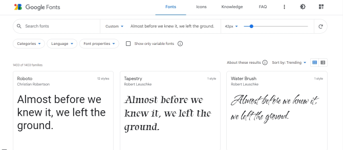 google fonts catalog