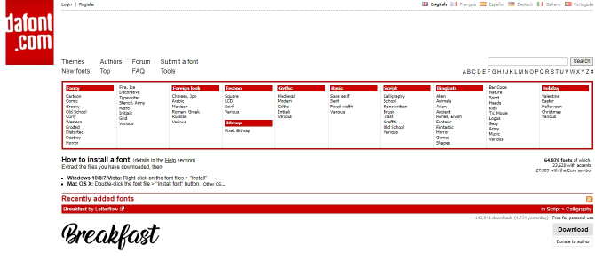 dafont font catalog