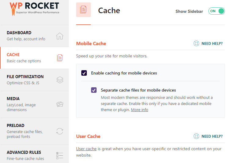 separate cache files for mobile devices