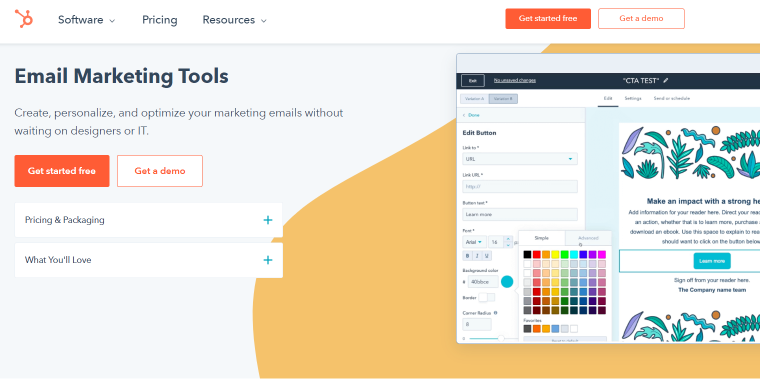 hubspot homepage example