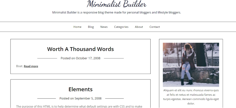 minimalist builder wordpress theme