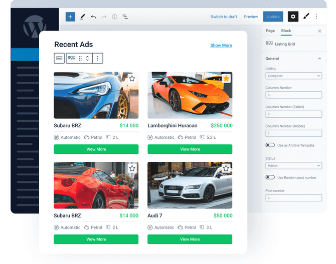 Car Dealer site Dynamic Template for Gutenberg Crocoblock