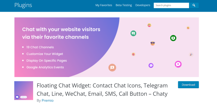 chaty wordpress live chat plugin