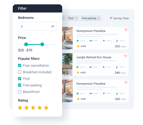 advanced filters on the housing catalog page