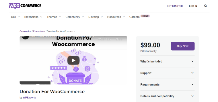 Donation For WooCommerce plugin homepage