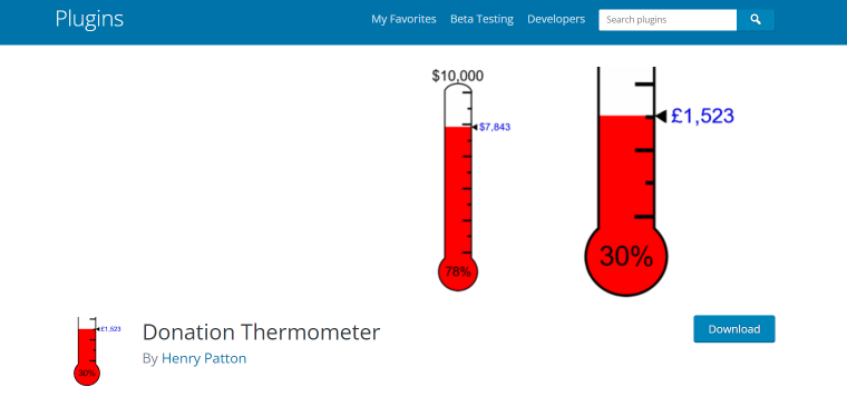 Donation Thermometer plugin homepage