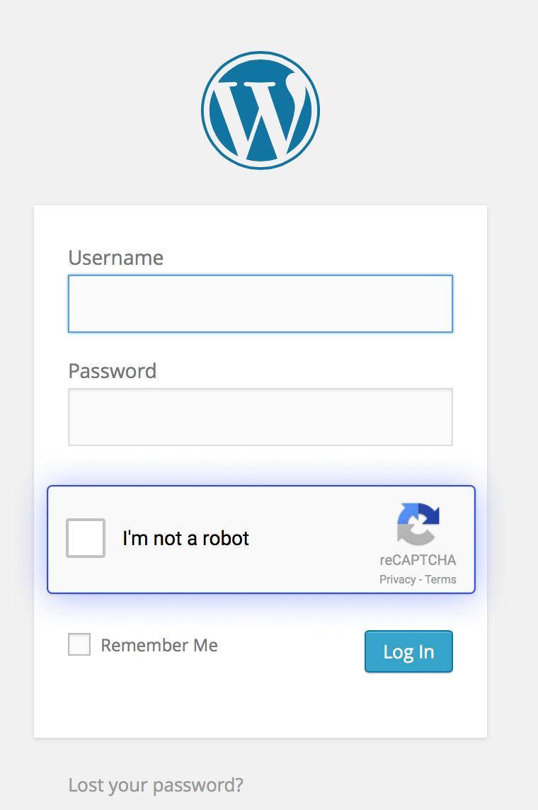 wordpress login form recaptcha